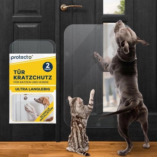 Protezione 2-pack 75x50 cm per porte di protezione da graffi - Protezione da graffi per animali domestici ultrasterile - Facile da installare - Protezione da graffi per animali domestici trasparente per mobili, porte finestre, porte balconi