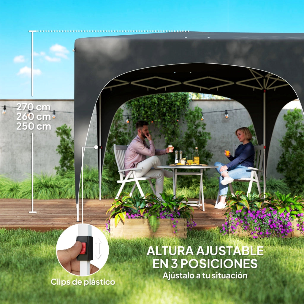 Gazebo Pieghevole 6x3 m con Pannelli Laterali UPF50+ ¨C zephmum ¨C Grigio Scuro