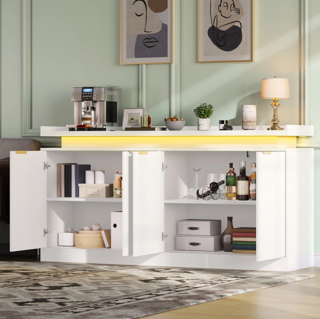 CREDENZA con LED RGB 160x39x83 cm MDF Bianca