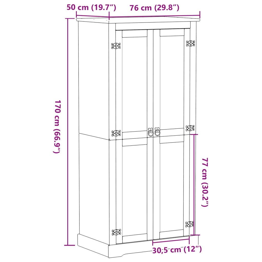 Armadio Corona 76x50x170 cm in Legno Massello di Pino 4002769