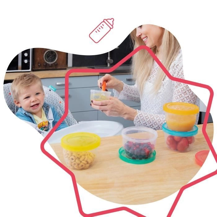 Badabulle Set di 12 vasetti portaoggetti per bebè, 250ml
