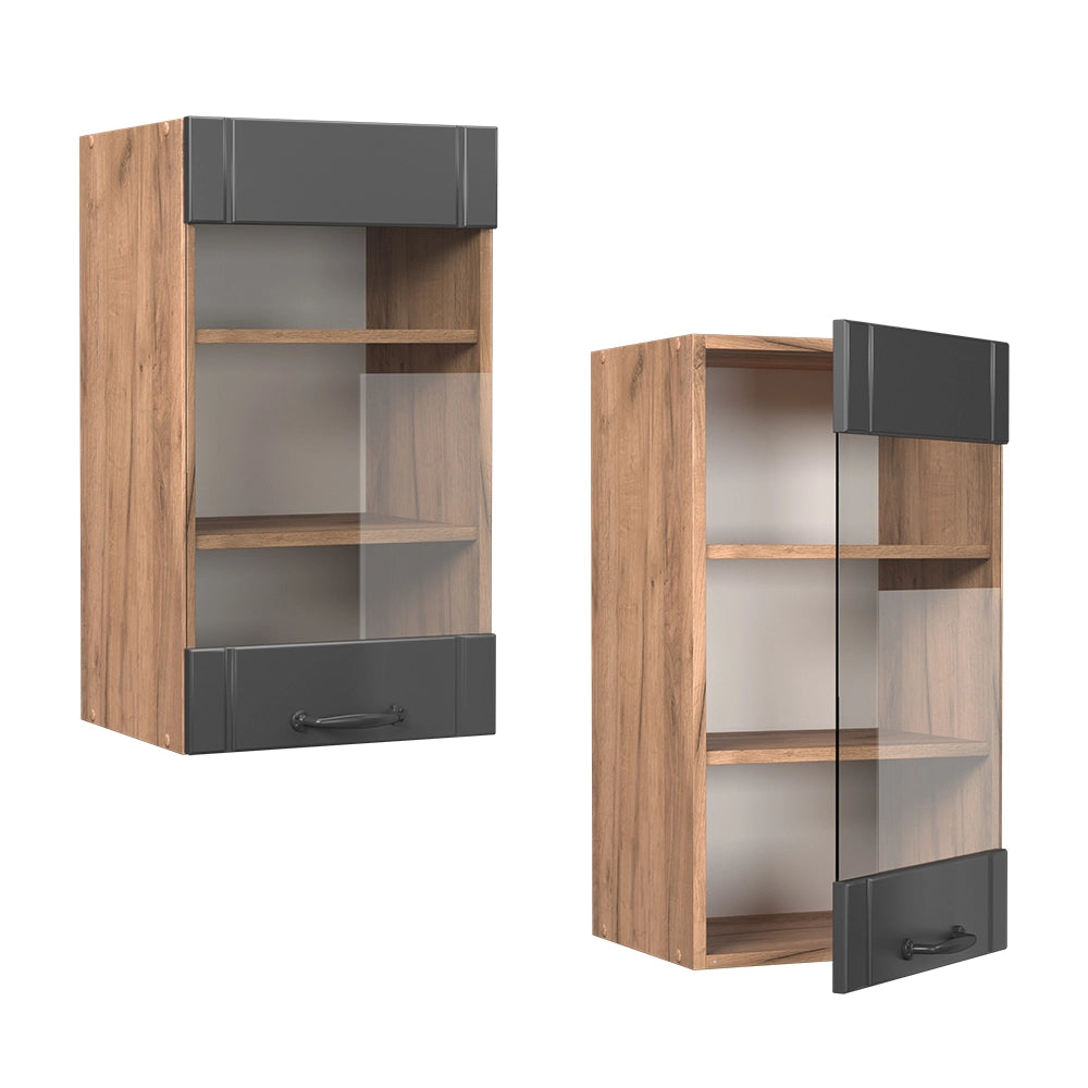Vicco Mobile da cucina in vetro Grigio scuro 40 cm