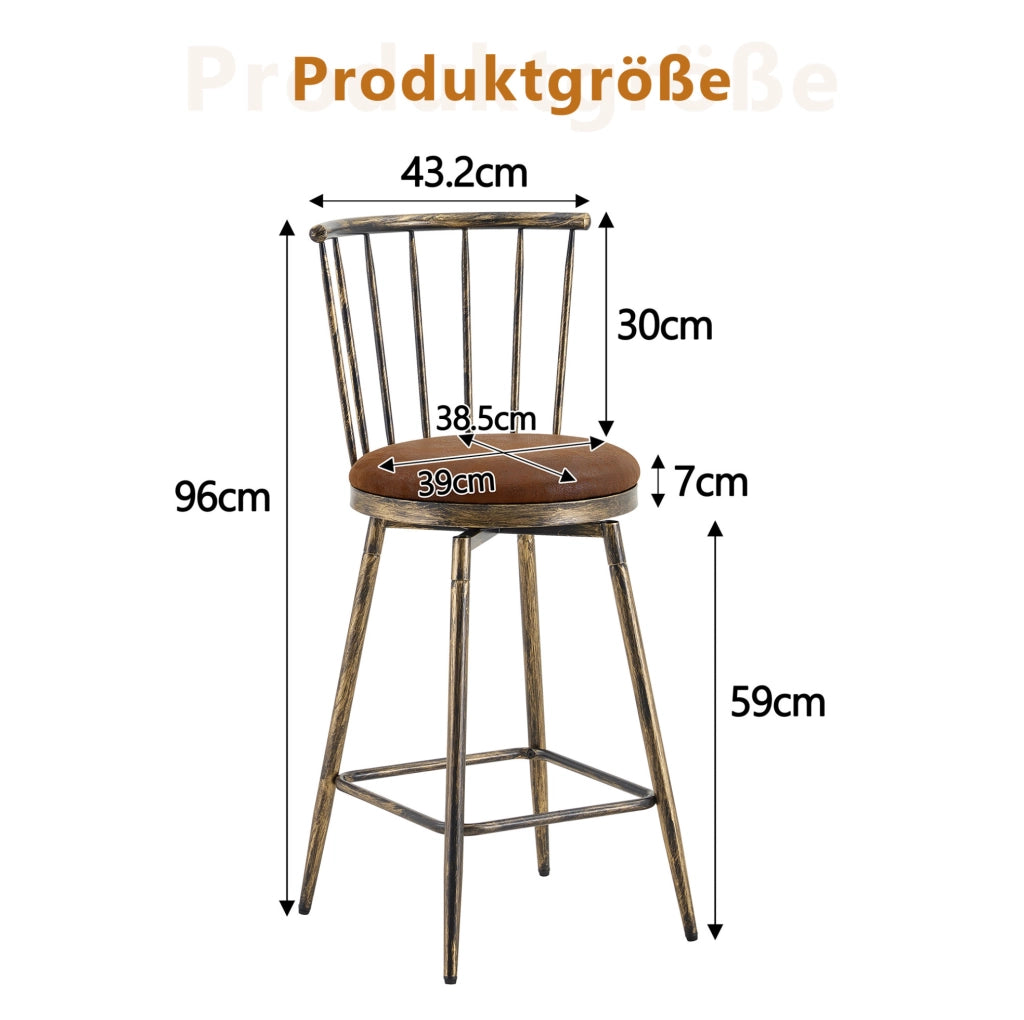 SGABELLO BAR Imbottito stile Windsor 73 cm Marrone in Tessuto e Metallo