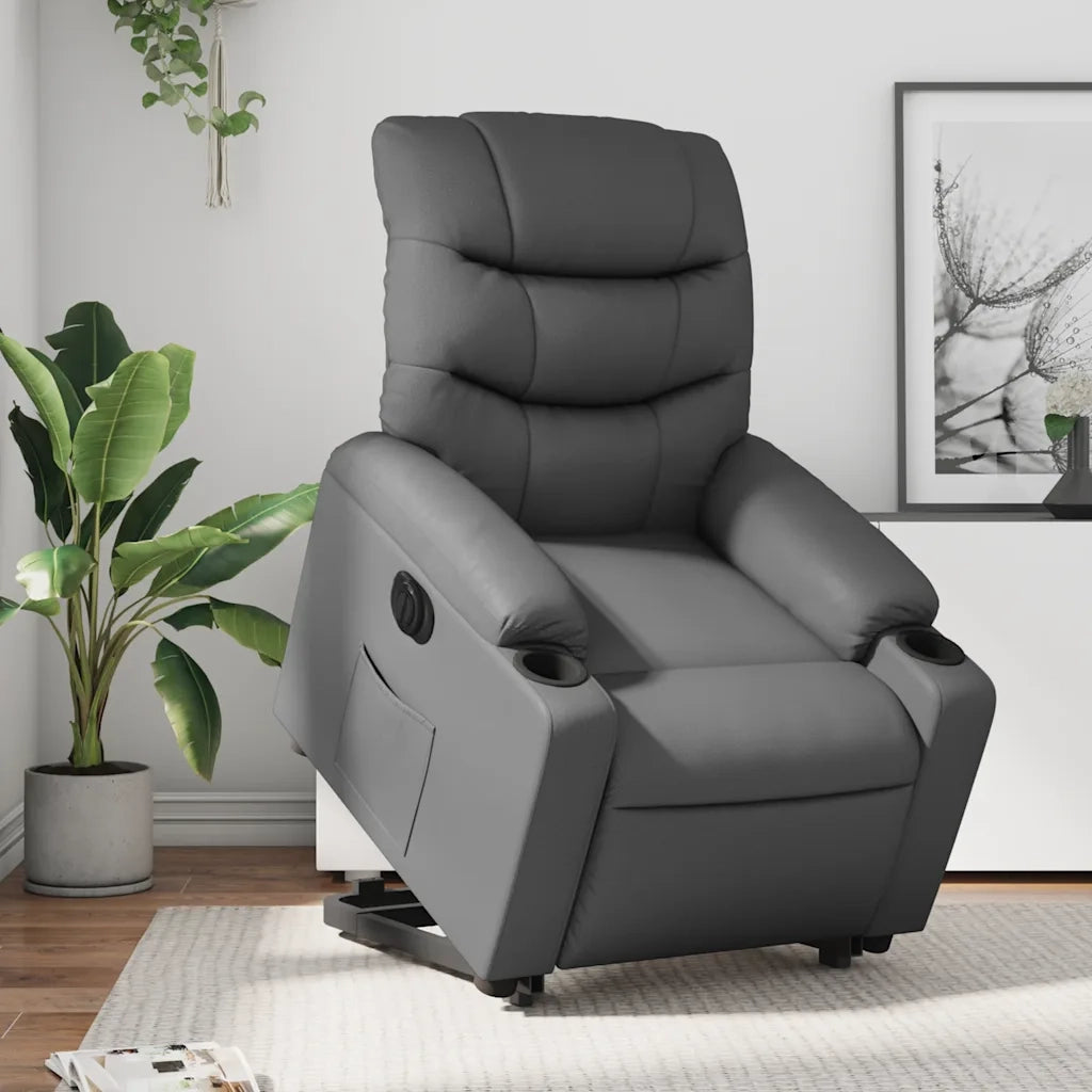 Poltrona Alzapersona Reclinabile Grigio in Similpelle 3206616
