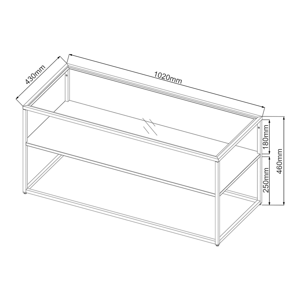 Tavolino da caffè con consolle laterale con ripiano acciaio e vetro temperato 102 x 43 x 46 cm bianco opaco 03_0010854