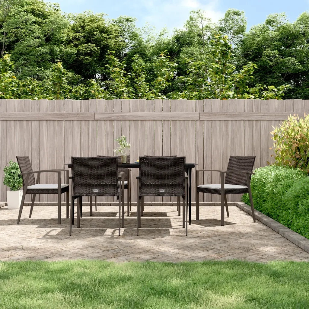 Set Pranzo da Giardino 7 pz con Cuscini in Polyrattan e Acciaiocod mxl 100573