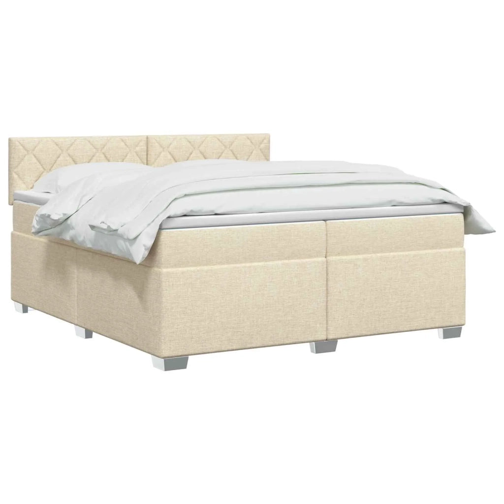 Letto box spring con materasso Crema 200 x 200 cm Tessuto 3450570