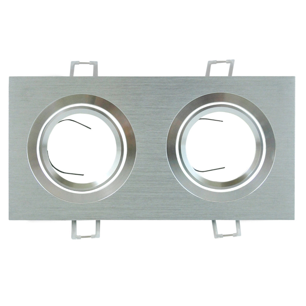 Faretto incasso Polux South 2xGU10 rettangolare argento spazzolato