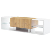 Mobile TV con 2 cassetti e LED - per soggiorno - 160x40x42 cm - in truciolare - bianco