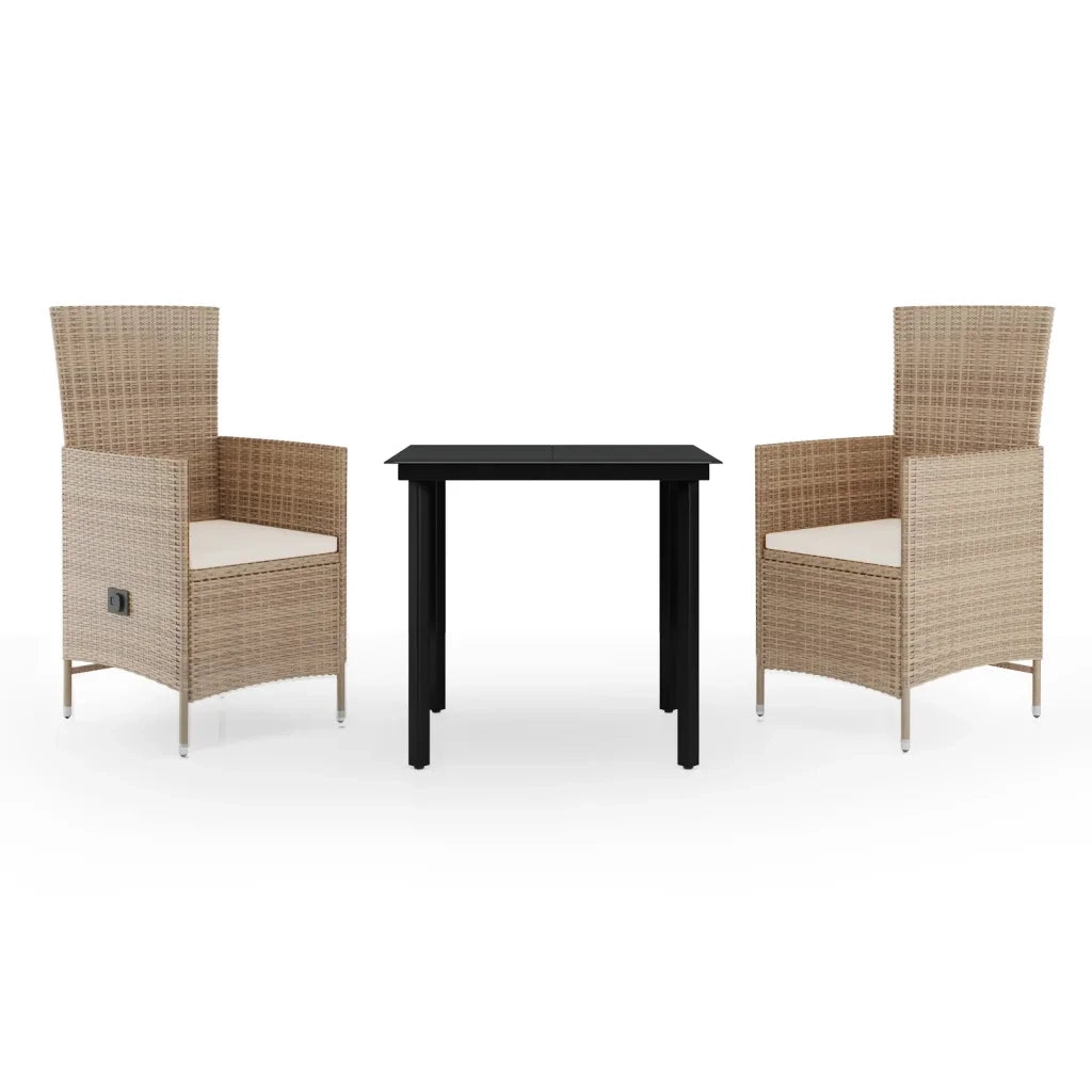 Set da Pranzo da Giardino 3 pz con Cuscini Beige 3099437