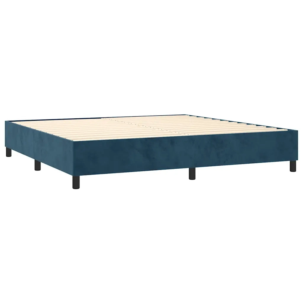 Giroletto a Molle con Materasso Blu Scuro 200x200 cm in Velluto 3129115