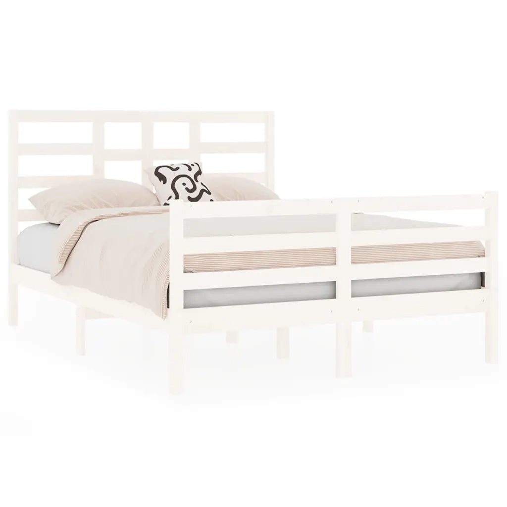 Giroletto-Struttura Letto Bianco in Legno Massello 140x190 cm 334072