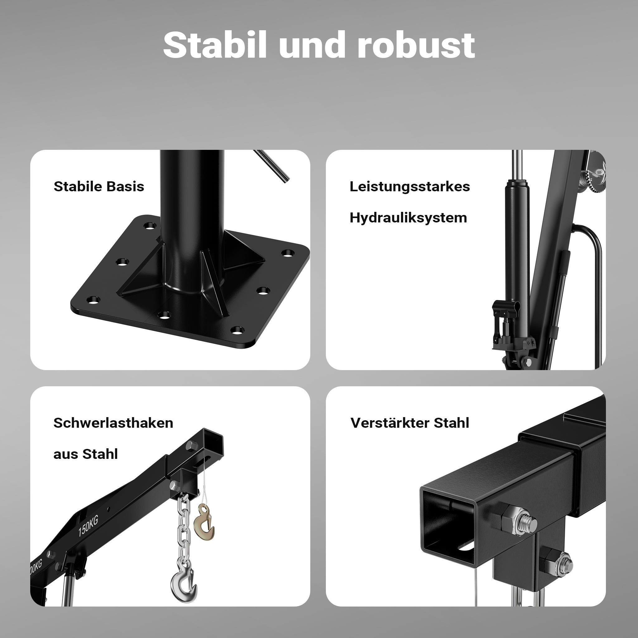Gruetta per pick up idraulica con verricello max 500 kg 1770 mm girevole a 360° Mini gru di sollevamento