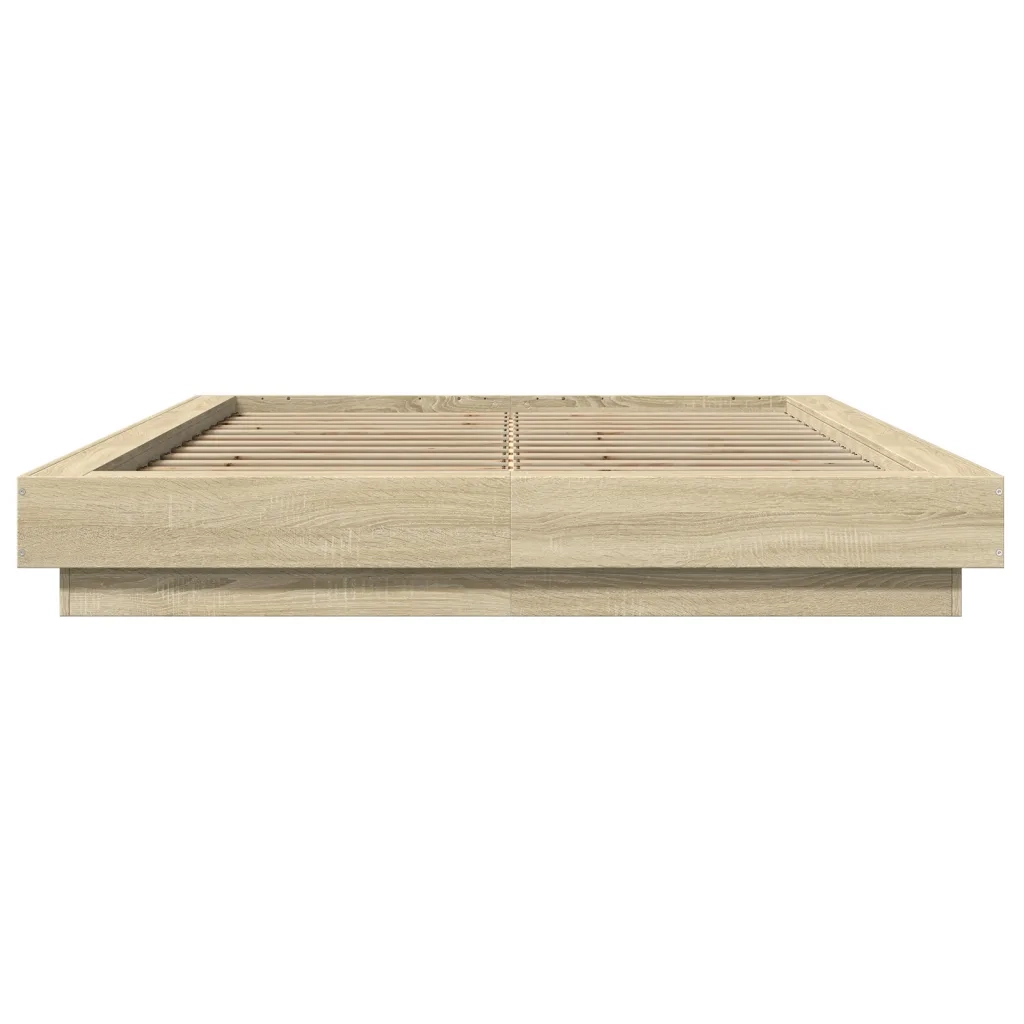 Giroletto Luci LED-Struttura Letto con LED Rovere Sonoma 140x200 cm Legno Multistrato 967258