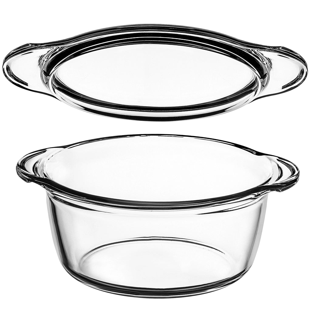 KADAX Piccola pirofila da forno con coperchio, 2,15 L, rotonda in vetro