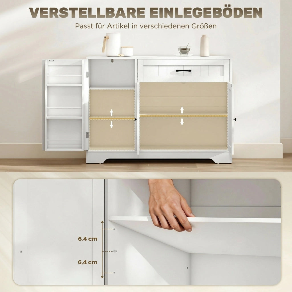 Cassettiera moderna per cucina con cassetti e scaffali regolabili ¨C zephmum ¨C bianco
