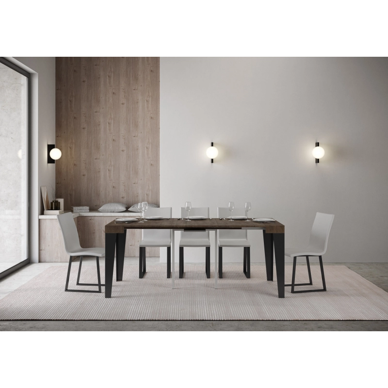 Consolle allungabile 90x40/196 cm Flame Small telaio Antracite - Noce