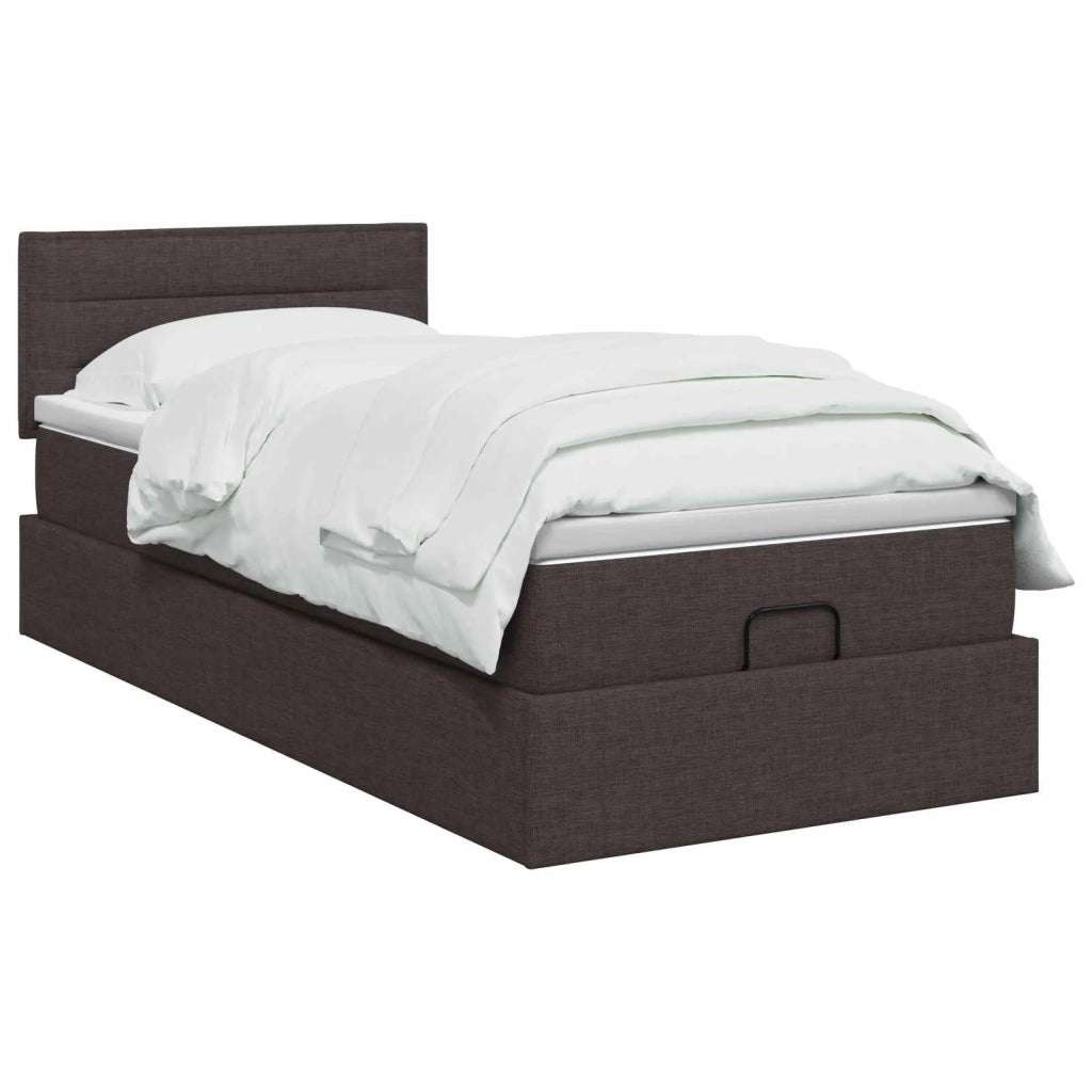 Letto ottomano con materasso Marrone Scuro 90 x 190 cm Tessuto 3456208