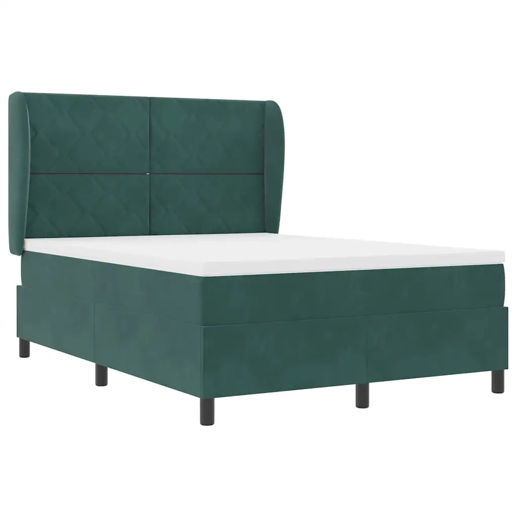 Letto a molle con materasso Verde Scuro 190 x 140 cm Velluto 3340979