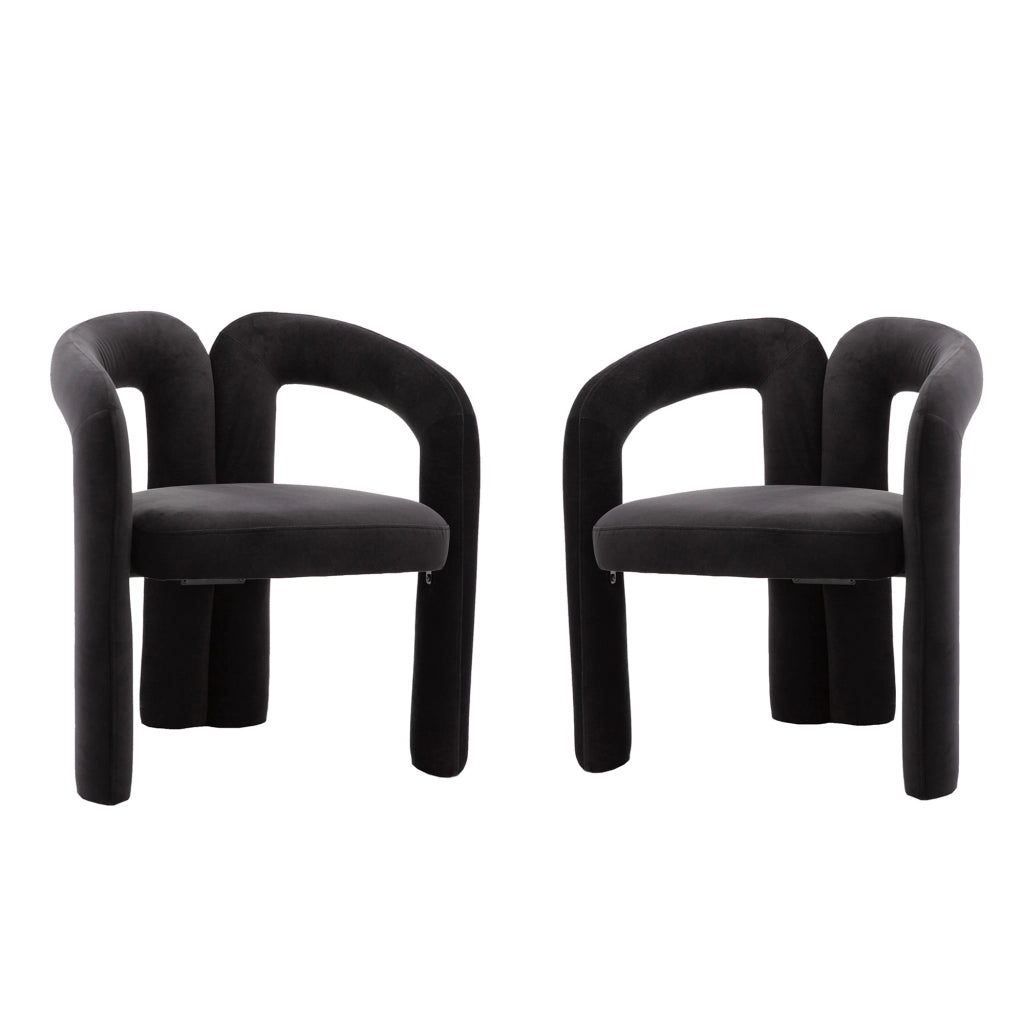 Sedie da Pranzo Imbottite in Velluto Set 2 Pezzi ¨C MINIMAL ¨C Nero/Beige