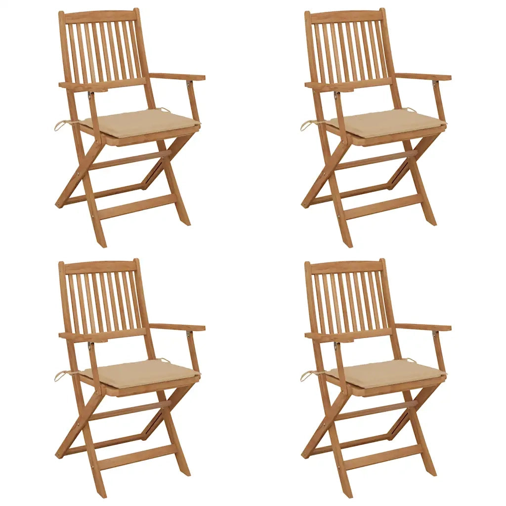 Sedie da Giardino Pieghevoli 4 pz con Cuscini Massello Acacia cod mxl 75571
