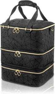 Tas per il trasporto di 84 smalti, borsa per accessori per la cura delle unghie e lucidalamp, nero, ideale per stilisti di unghie