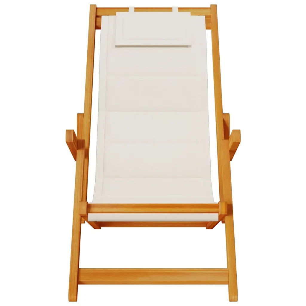 Sedia da Giardino | Sedia da Spiaggia Pieghevole Braccioli Legno Acacia&Textilene