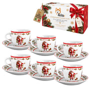Akitaink 6 Tazzine da Caffe' Santa Claus con Piattino 90 ml