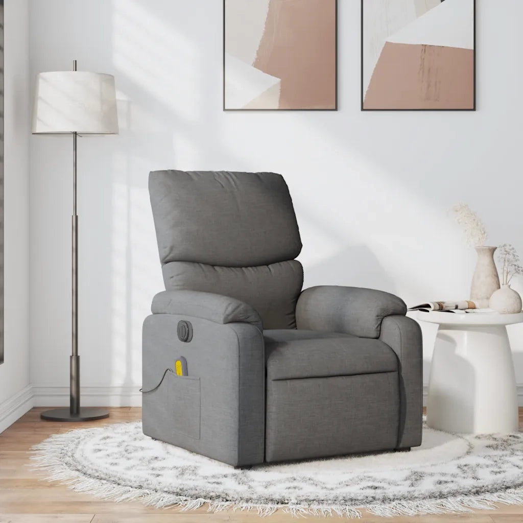 Poltrona Massaggiante | Sedia Relax Reclinabile Grigio Scuro in Tessuto