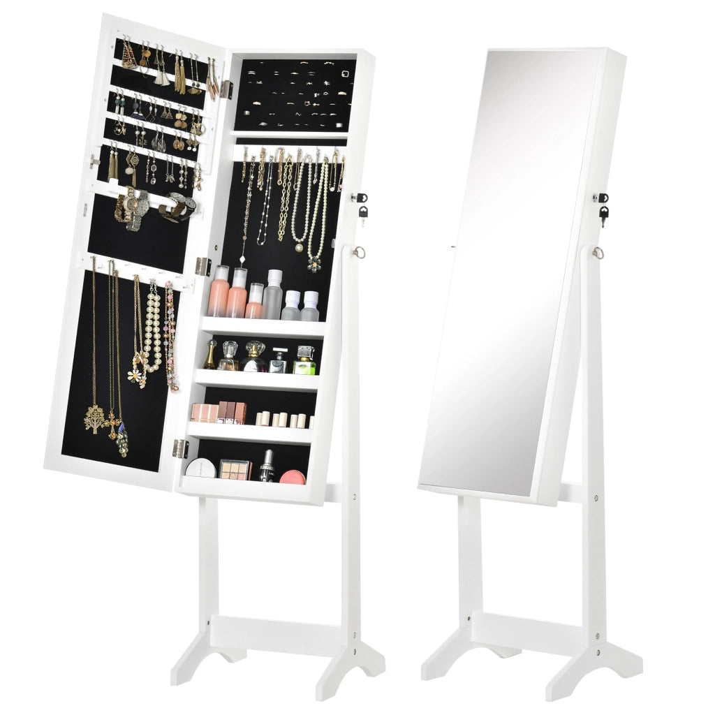 Specchio con cassetti e ganci ¨C zephmum ¨C bianco 46x36,5x151,5 cm
