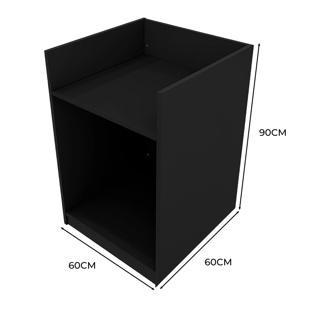 Bancone Cassa da Negozio Nero TB60 Mobile Reception 2 Ripiani in MDF
