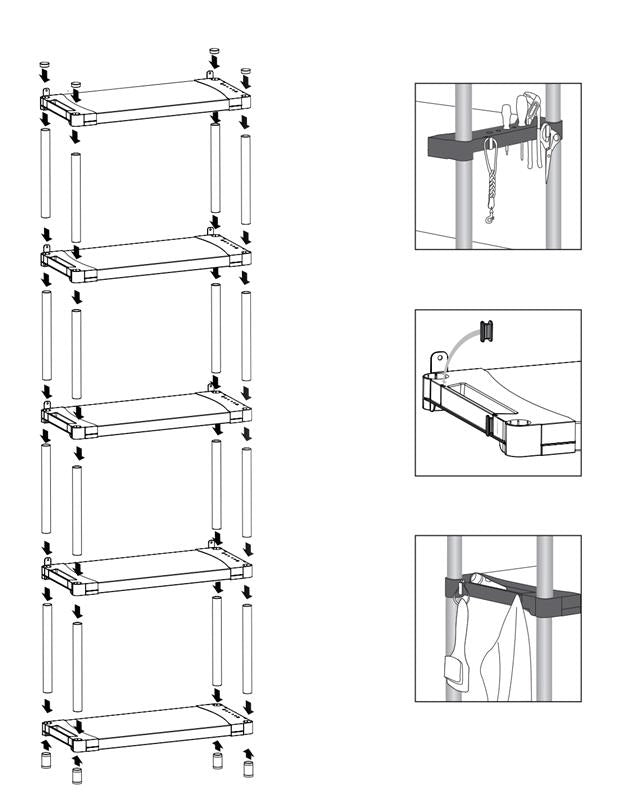 SCAFFALE IN RESINA PVC 4 RIPIANI PORTATA 80 KG ADATTO ALL’UTILIZZO SIA IN AMBIENTI INTERNI CHE ESTERNI 80X40X165 CM