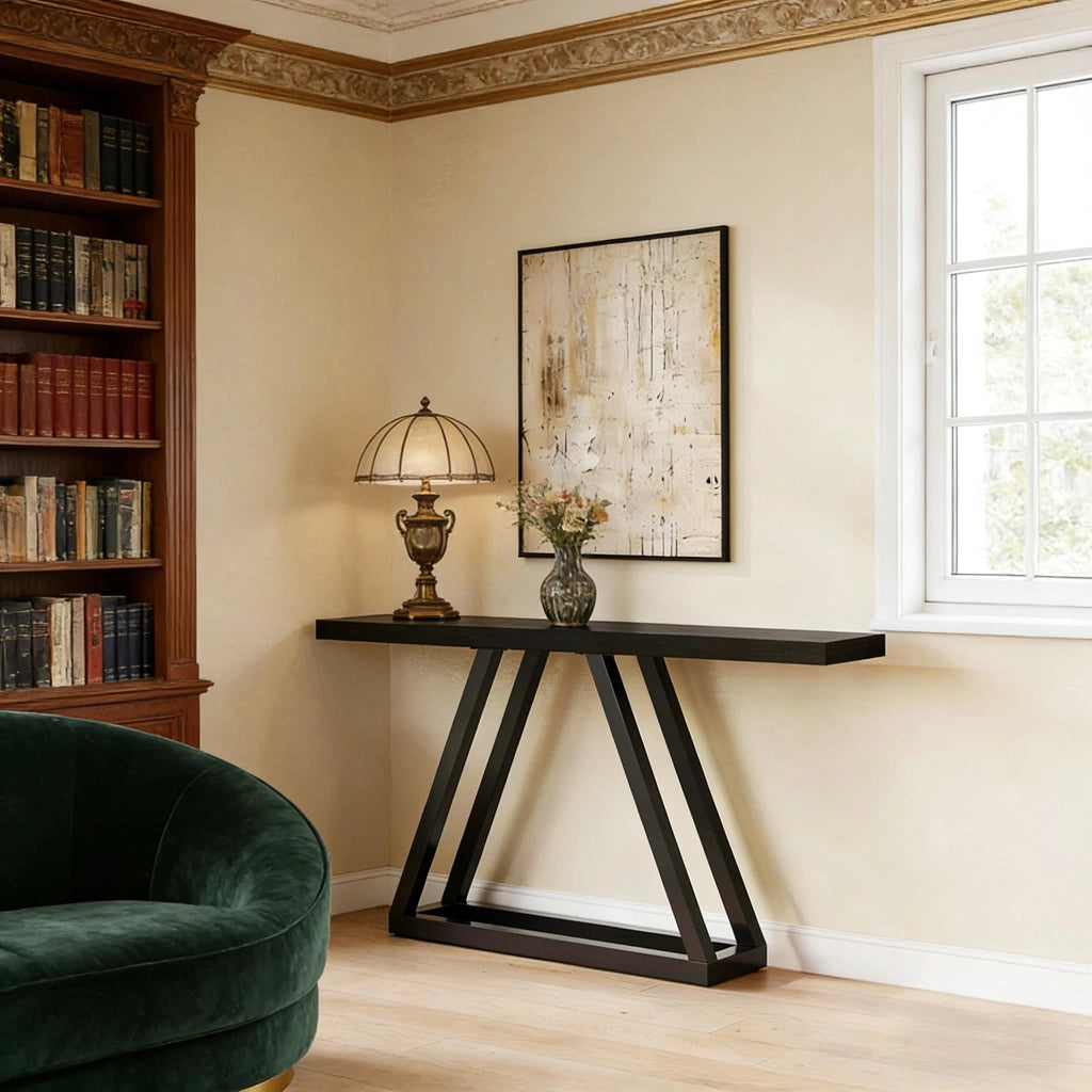 Consolle salvaspazio moderna in MDF e metallo nera per ingresso e corridoio 175,0 × 37,0 × 18,0 cm