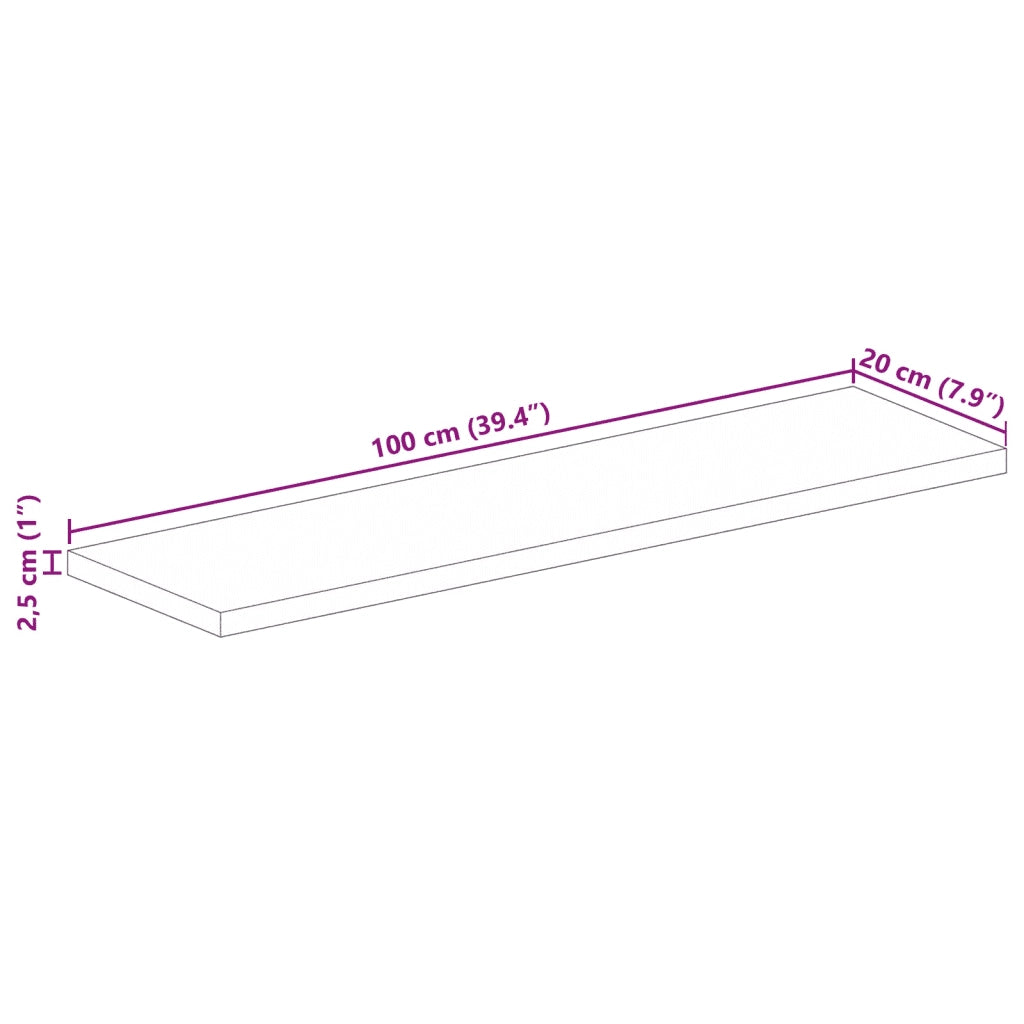 Piano per Tavolo 100x20x2,5 Rettangolare Legno Massello Mango 371426
