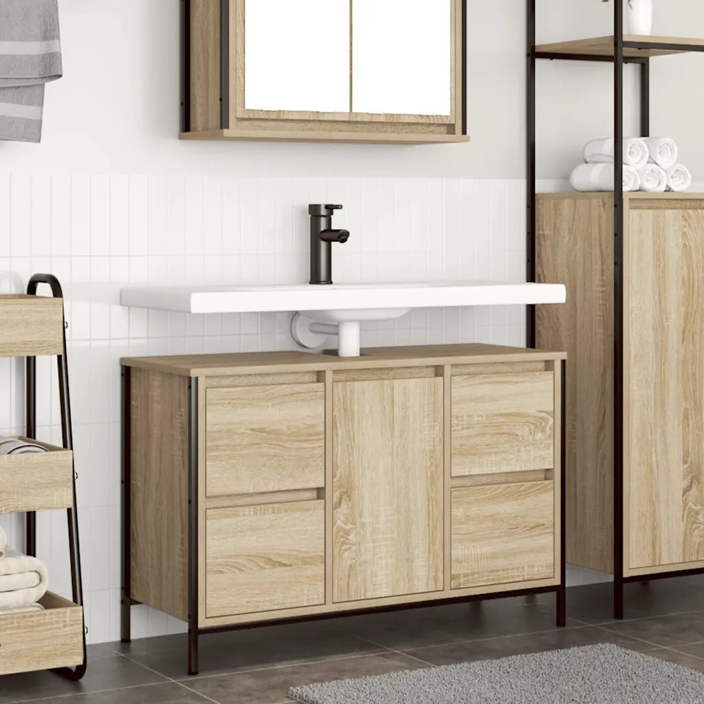 Mobile Lavabo con Cassetti Rovere Sonoma 90x34,5x60 cm 861888