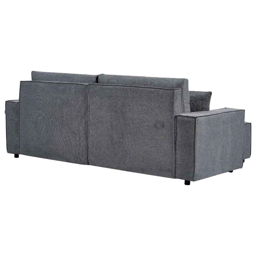 Divano letto angolare a destra Grigio Scuro Tessuto poliestere imbottito 3 posti a L con cuscini Funzione letto Stile moderno Soggiorno