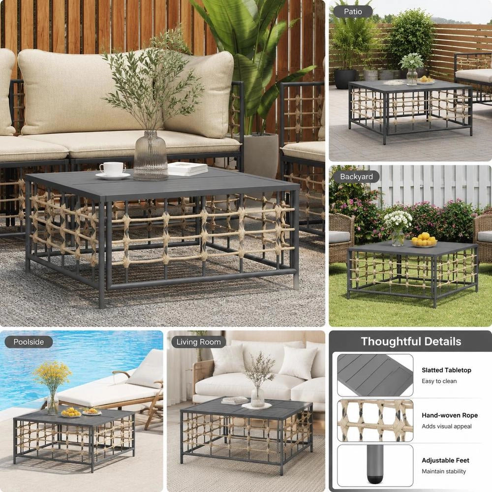 Garden Table Anthracite 70x70x34 Cm Poly Rattan