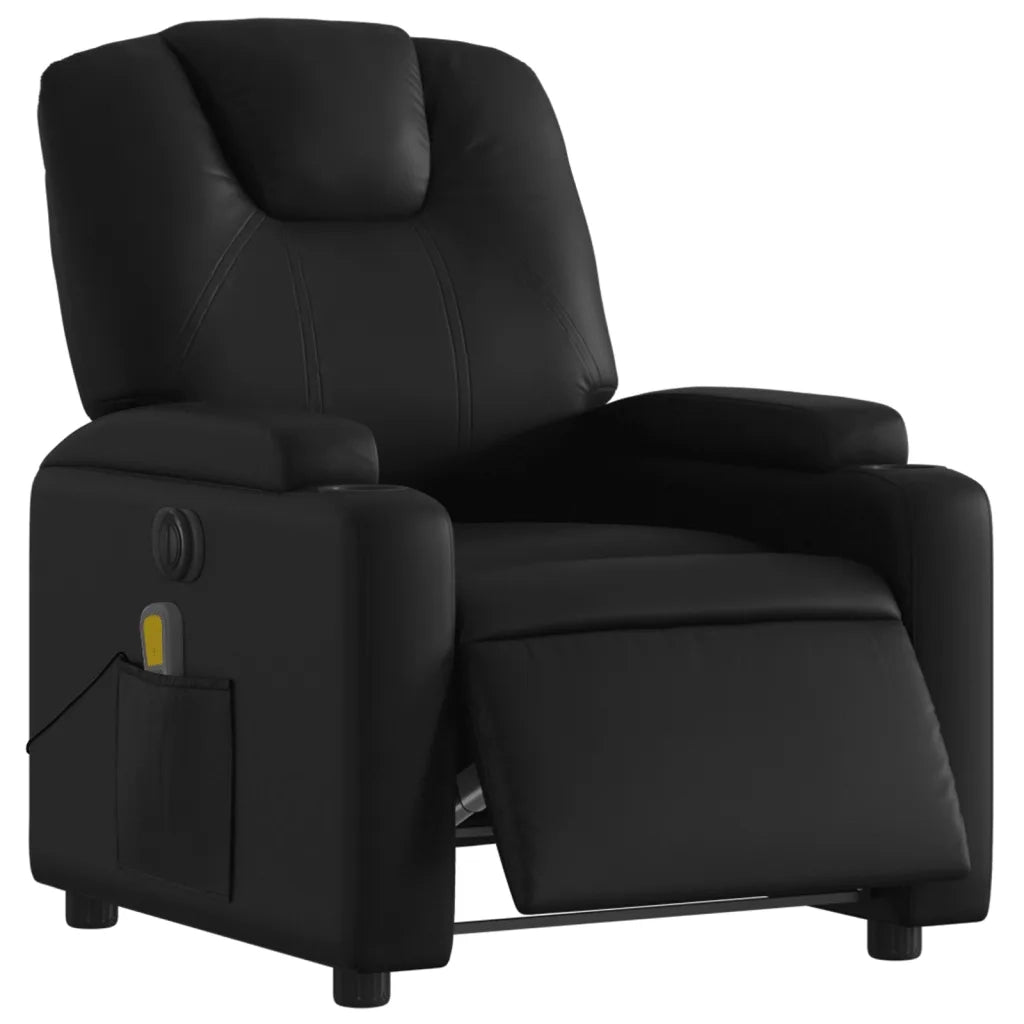 Poltrona Massaggiante | Sedia Relax Reclinabile Elettrica Nera in Similpelle