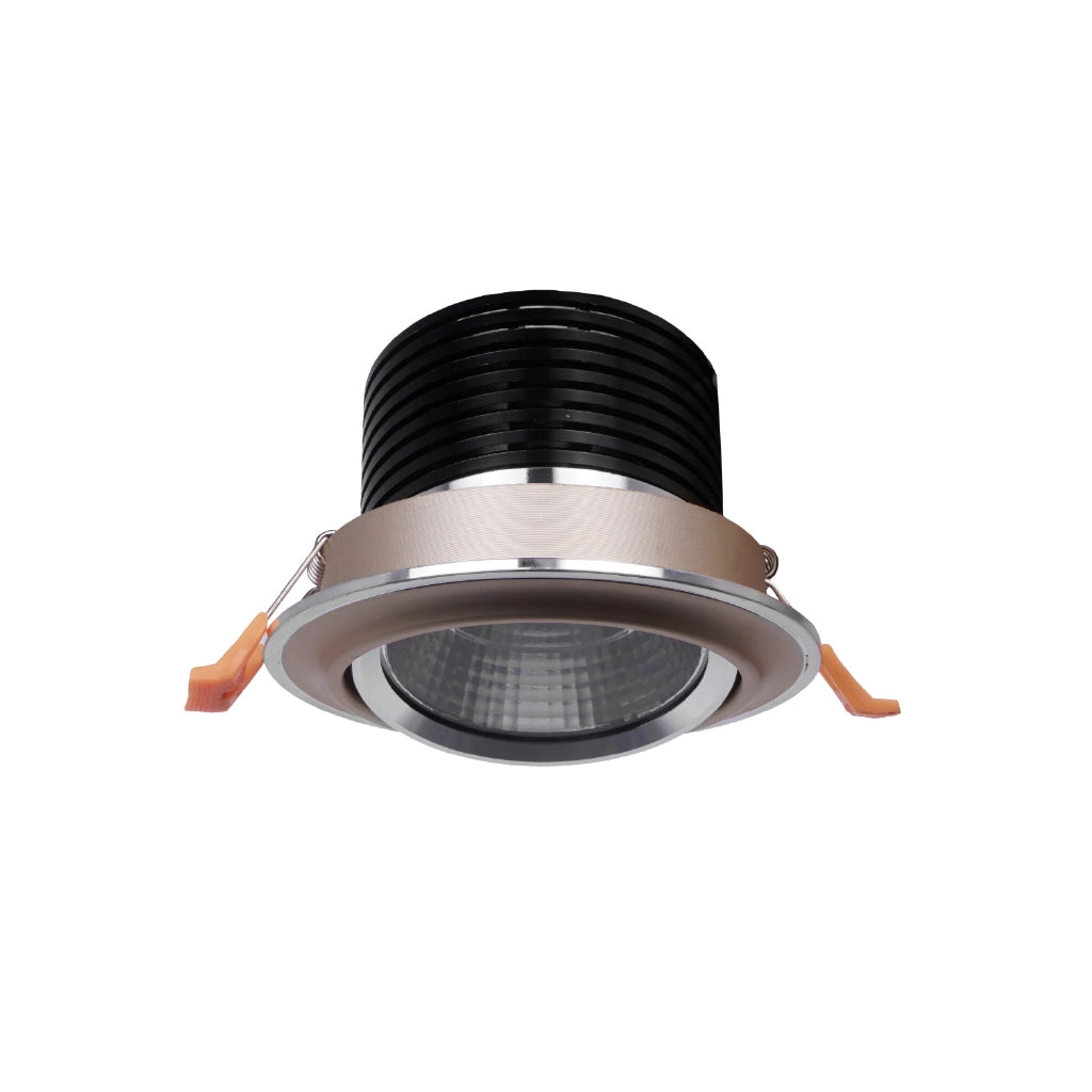 Faretto led da incasso orientabile corpo dorato 10w 6000K luce fredda