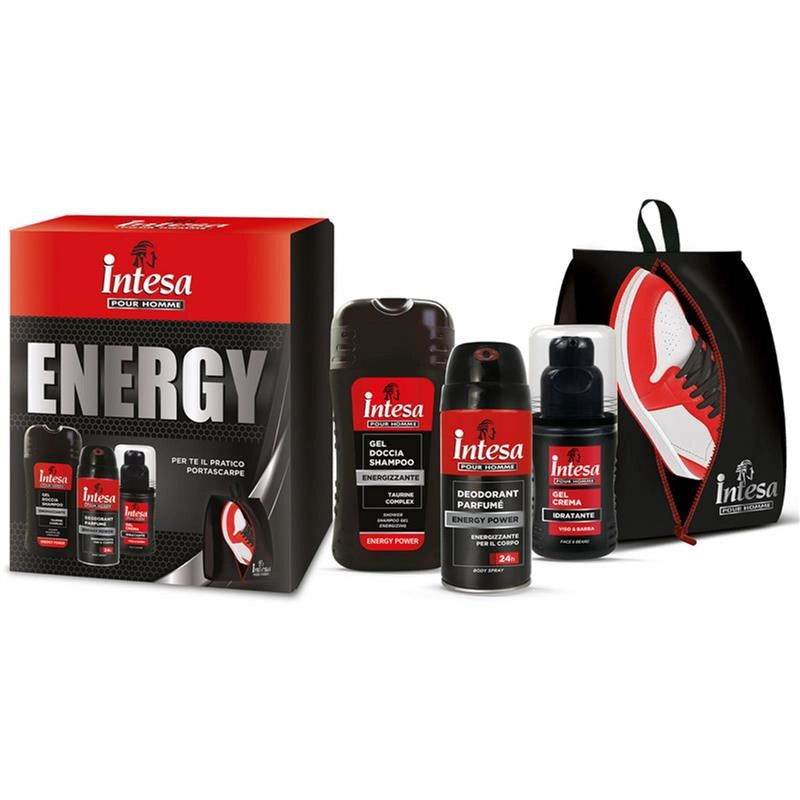INTESA COFANETTO - GEL DOCCIA SHMAPOO 250 ML + DEODORANT PARFUME' 180 ML + GEL CREMA VISO E BARBA 100 ML + PORTASCARPE