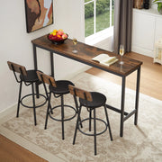 TAVOLO BAR 160x40 cm con 3 sgabelli, marrone rustico e nero