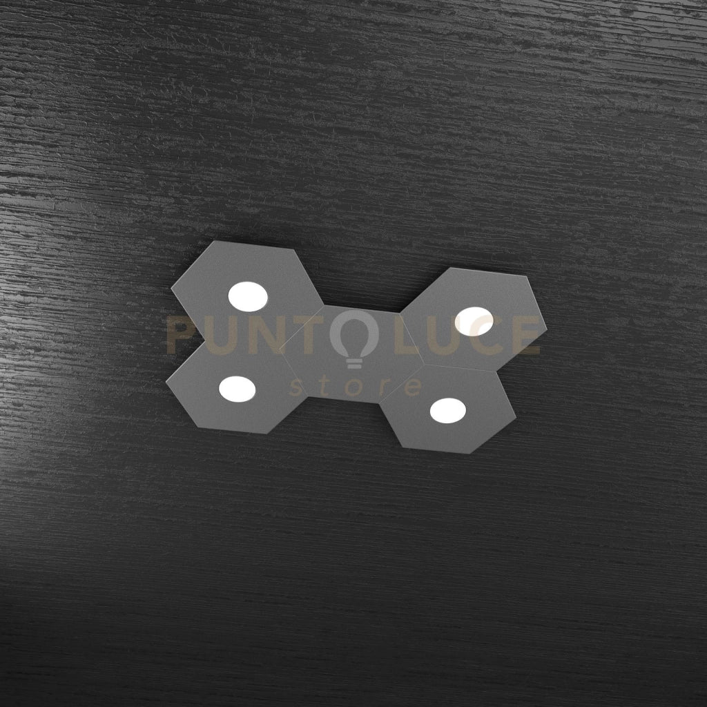 HEXAGON APPLIQUE-PLAFONIERA 4 LUCI + 1 DECORATIVO GRIGIO ANTRACITE 1142-4L1D-GA