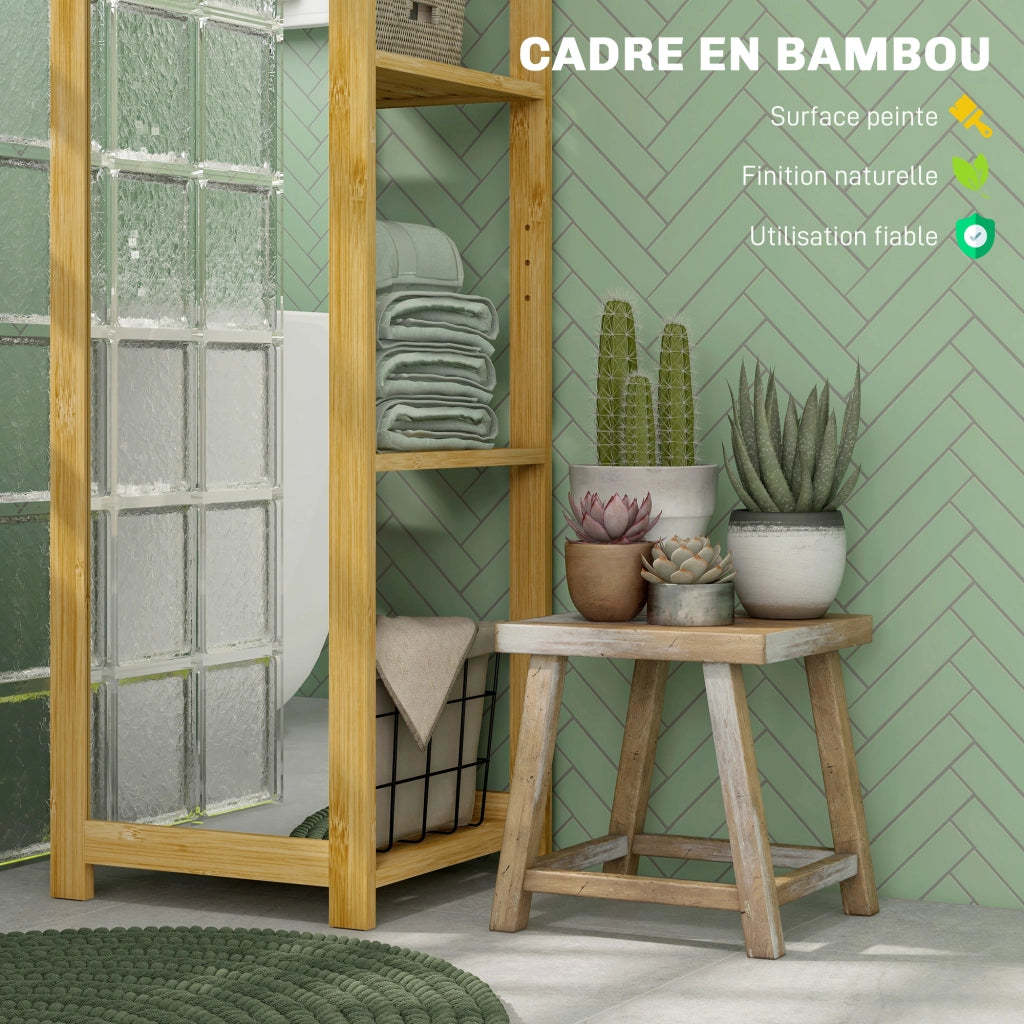 Mobile colonne bagno 6 ripiani in bamb¨´ con specchio ¨C Minimal ¨C 35x35x168 cm