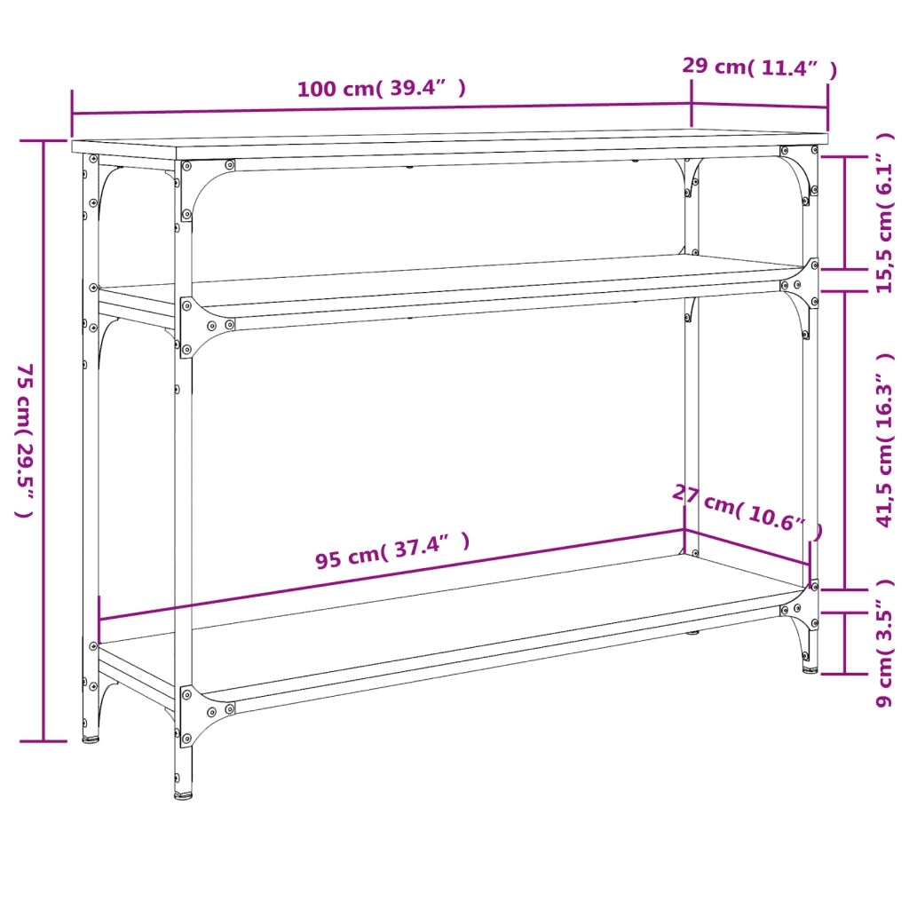 Tavolino Consolle | Tavolo d'Ingresso Rovere Marrone 100x29x75 cm Legno Multistrato