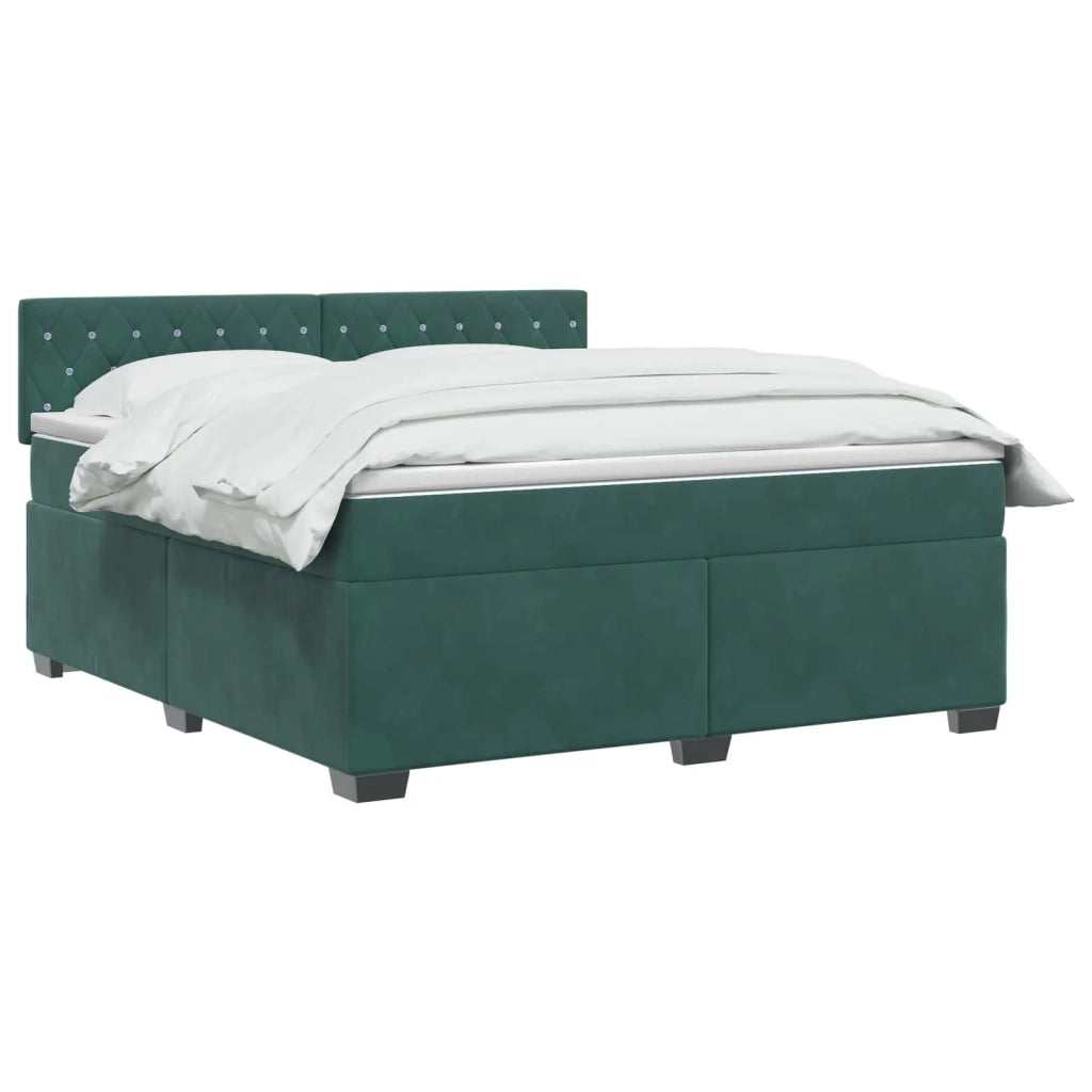 Letto box spring con materasso Verde Scuro 140 x 200 cm Velluto 3450725