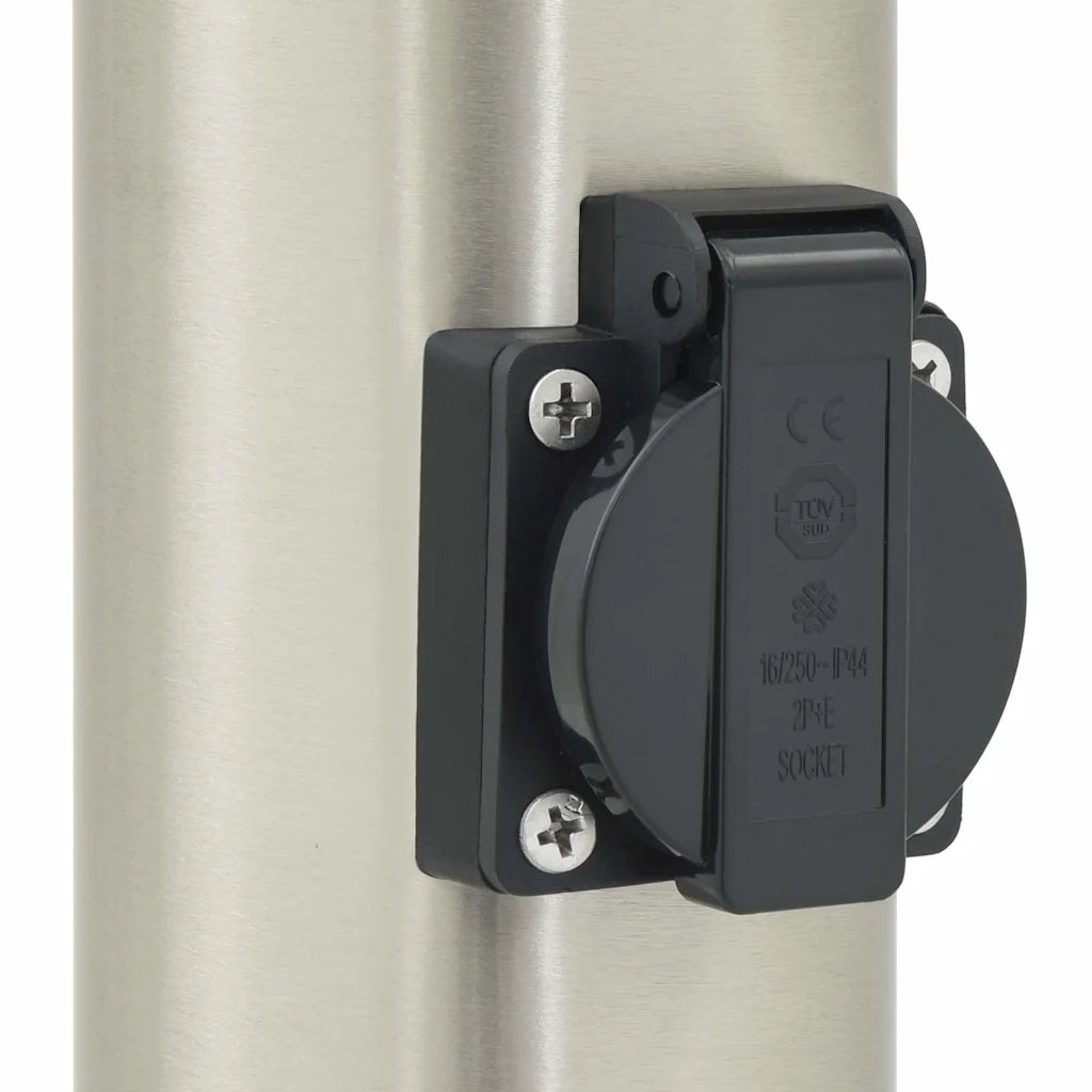 Lampada a paletto con sensore e presa 80 cm Acciaio Inox IP44 4006107