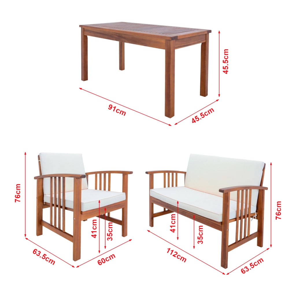 Set Salottino per Esterno Brissogne in Legno di Acacia Certificato FSC® [en.casa]