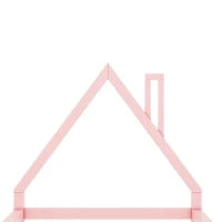 Letto per Bambini 4+ Anni a Forma di Casa, Senza Materasso, 90x200 cm, Rosa