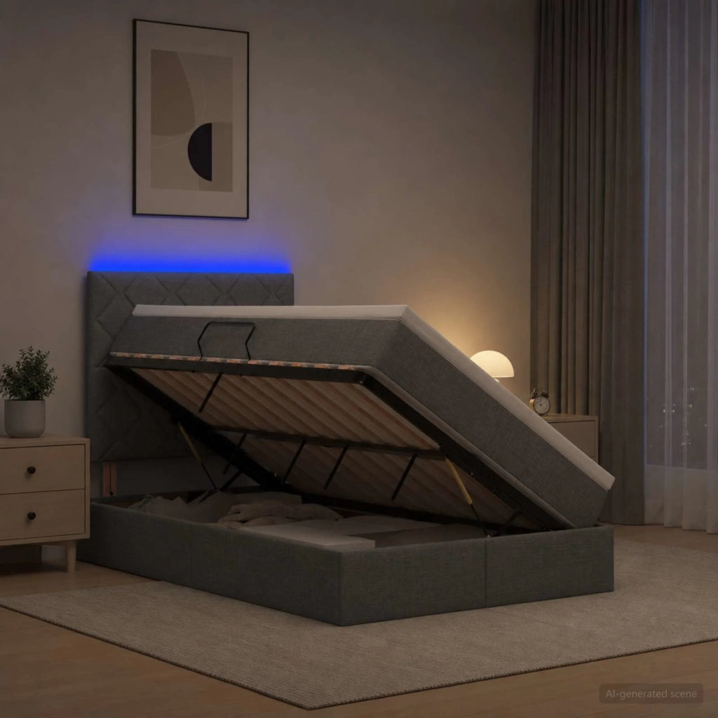 Letto con contenitore LED e materasso Grigio Scuro 120 x 200 cm 3460000