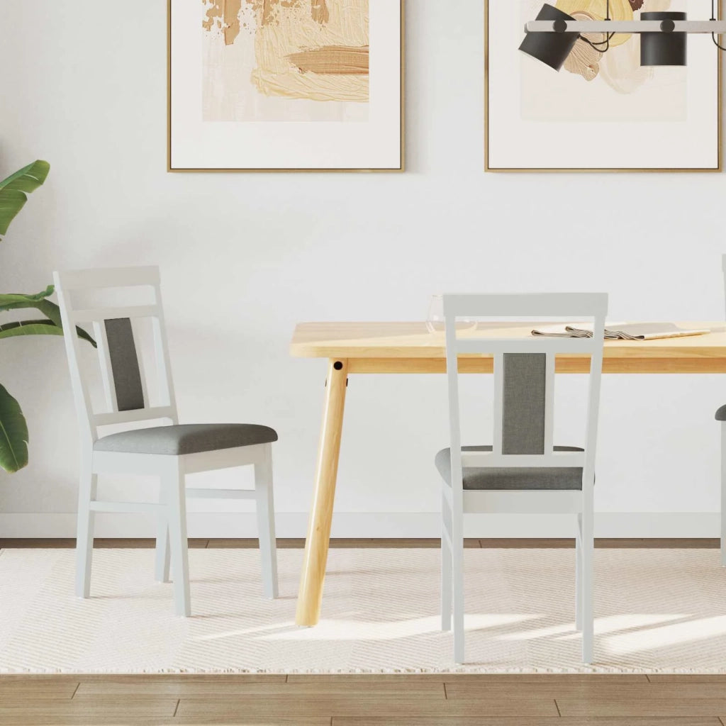 Sedia da pranzo 2 pcs Bianco e Grigio Legno di gomma solido